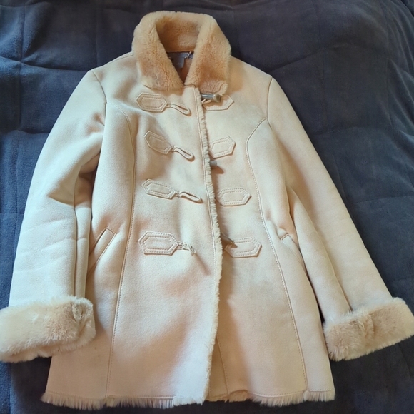 Ann Taylor Jacket Womens Small Tan Beige Suede Coat Outdoor Gorp - Picture 2 of 7
